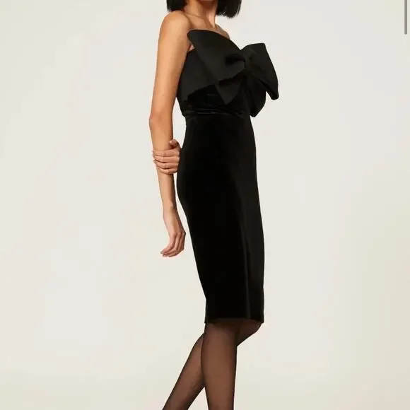 badgley mischka black bow dress Badgley Mischka Strapless Dress